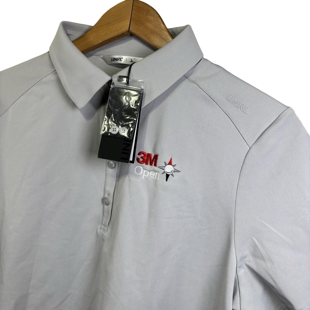 NWT UNRL 3M Open Shirt Womens Large Gray Golf Polo Pro Links Sports Embroidered